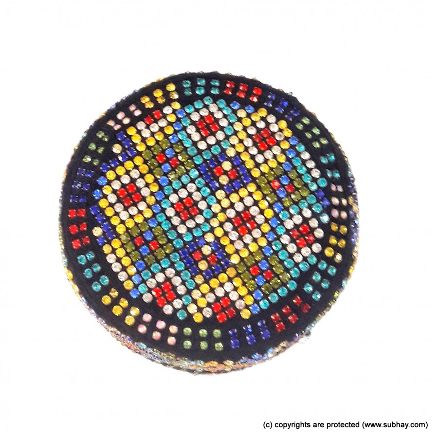 Multi Color Round Full Sindhi Nagina /  Zircon Cap or Topi MKC-808